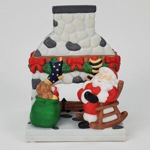 PartyLite Olde World Village Santa at Fireplace Tealight Candle Holder P0261